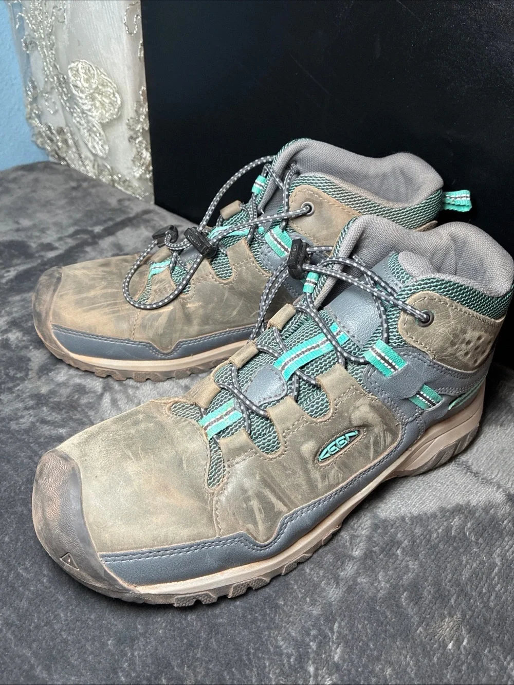 Keen Kids Brown and Teal Trail Hiking Boots